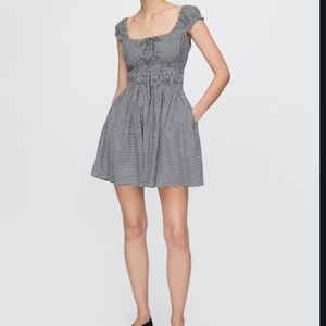 Gap Tie-Front Smocked Waist Mini Dress in BLACK GINGHAM